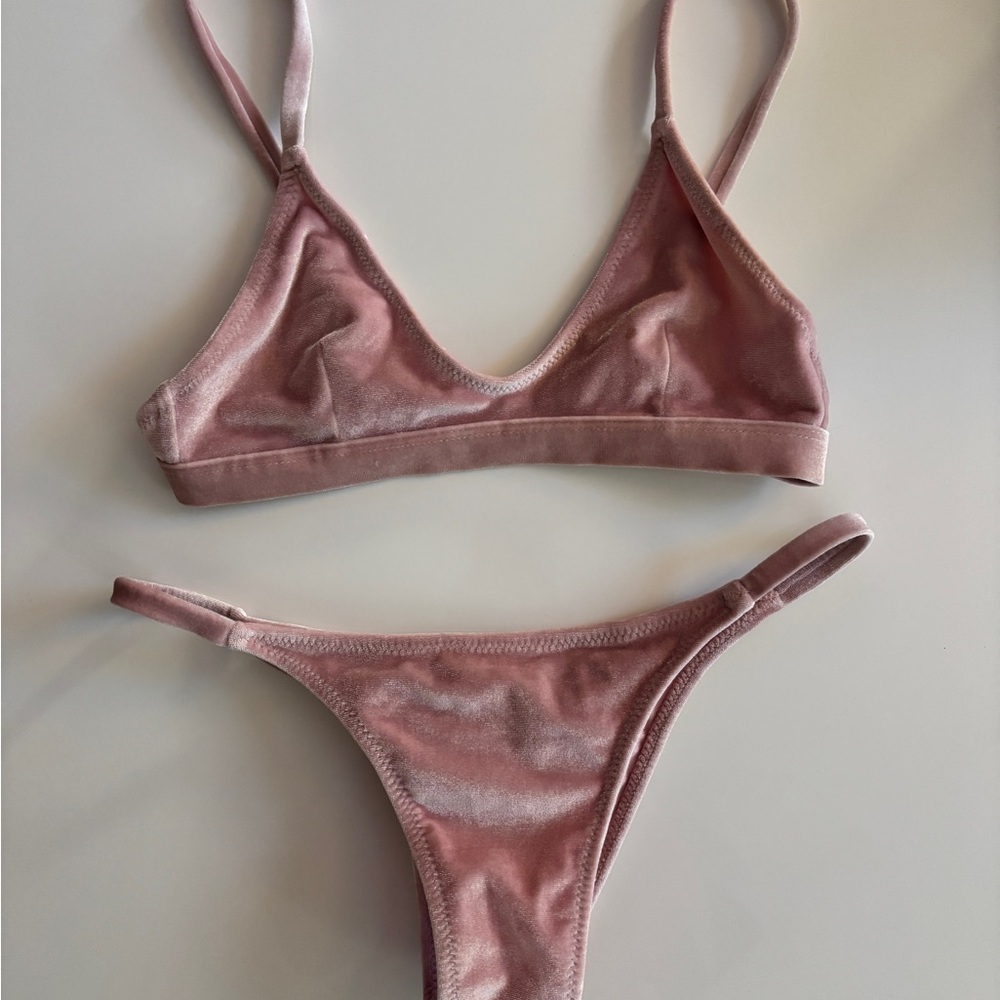 White Fox Boutique Blush Pink Velvet Bikini